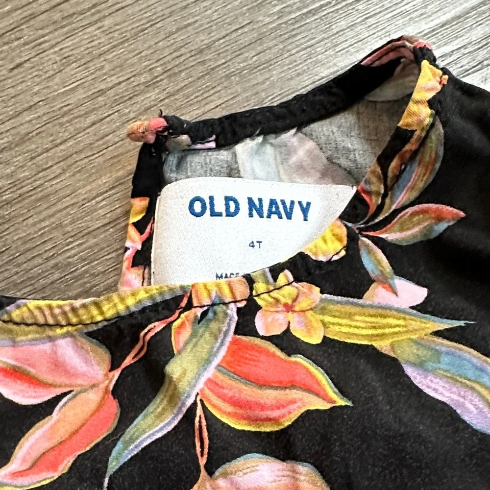 Old Navy Black Dress with Vibrant Floral Design